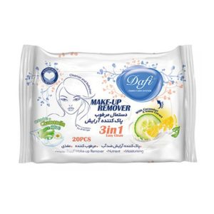 دستمال مرطوب 20 عددی خیار و لیمو دافی Dafi Make Up Remover 3 in 1