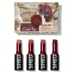 پک رژ جامد 4 عددی امبر رز شیگلم Sheglam Ember Rose Long Lasting Matte Lipstick